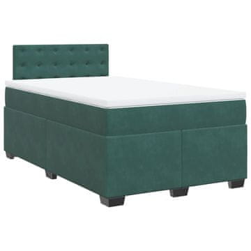 Vidaxl Box spring postelja z vzmetnico temno zelen 120x190 cm žamet
