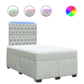 Vidaxl Box spring postelja z vzmetnico svetlo siva 120x200 cm žamet