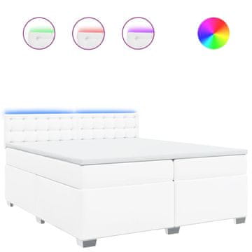 Vidaxl Box spring postelja z vzmetnico bela 200x200 cm umetno usnje