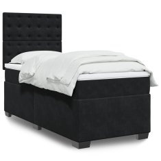 Vidaxl Box spring postelja z vzmetnico črn 90x190 cm žamet