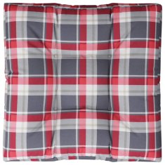 Vidaxl Blazina za kavč iz palet rdeč karo vzorec 80x80x12 cm