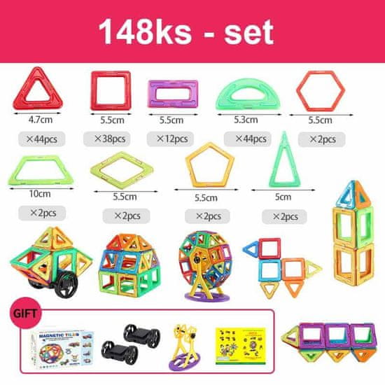 Magnetic Tiles Magnetni komplet 148 kosov - Magnetic Tiles
