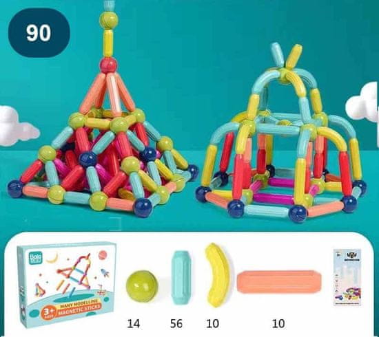 Magnetic Tiles Magnetni komplet 90kosov - Magnetic Sticks