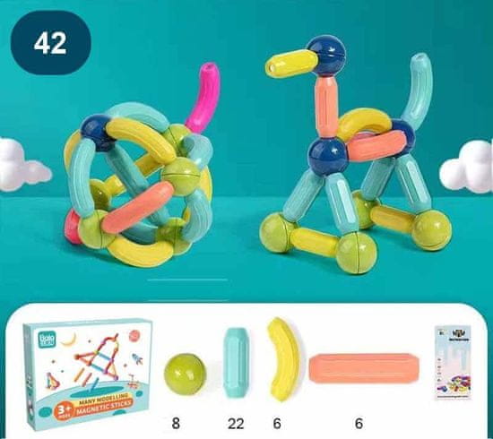 Magnetic Tiles Magnetni komplet 42kosov - Magnetic Sticks