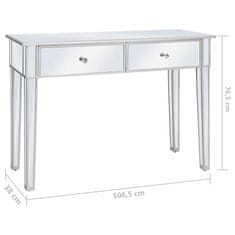 Vidaxl Zrcalna konzolna mizica MDF in steklo 106,5x38x76,5 cm