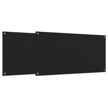 Vidaxl Kuhinjska zaščitna obloga 2 kosa črna 80x40 cm kaljeno steklo