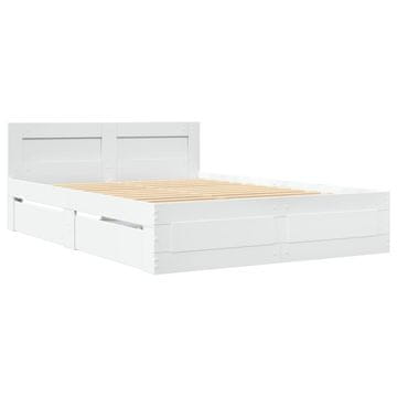 Vidaxl Posteljni okvir z vzglavjem brez vzmetnice bel 140x190 cm