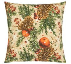 Prevleka Božič - 40x40 cm - Božični storži in jabolka