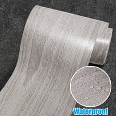 HOME & MARKER® Stenska obroba, Samolepilni trak, Samolepilna dekoracija iz imitacije lesa, Notranja dekoracija (Siva, 5 m) | DECORIM