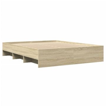 Vidaxl Posteljni okvir brez vzmetnice hrast 160x200 cm inženirski les