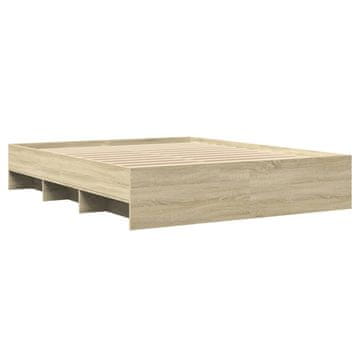 Vidaxl Posteljni okvir brez vzmetnice hrast 150x200 cm inženirski les