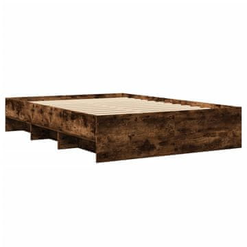 Vidaxl Posteljni okvir brez vzmetnice hrast 140x200 cm inženirski les