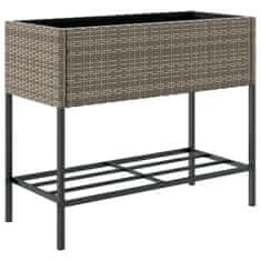 Vidaxl Vrtna korita s polico 2 kosa siva 90x40x75 cm poli ratan