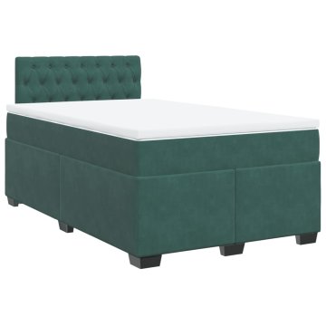 Vidaxl Box spring postelja z vzmetnico temno zelen 120x190 cm žamet