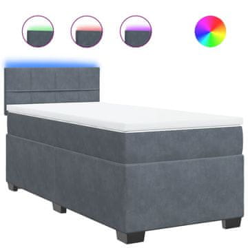Vidaxl Box spring postelja z vzmetnico temno siva žamet