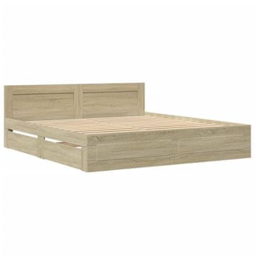 Vidaxl Posteljni okvir z vzglavjem sonoma hrast 180x200 cm inž. les