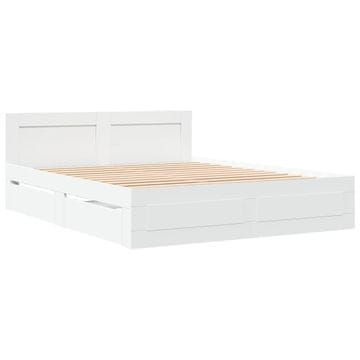 Vidaxl Posteljni okvir z vzglavjem brez vzmetnice bel 160x200 cm
