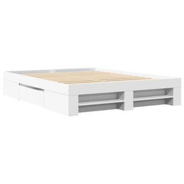 Vidaxl Posteljni okvir bel 150x200 cm inženirski les