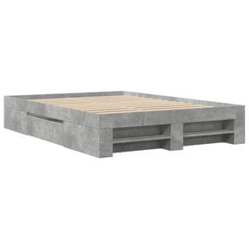 Vidaxl Posteljni okvir betonsko siv 120x190 cm inženirski les