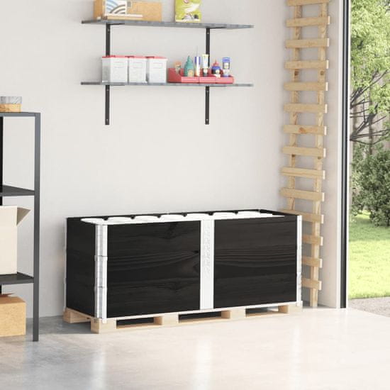 shumee Paletni okvirji 3 kosi črni 150x50 cm trdna borovina