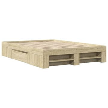 Vidaxl Posteljni okvir sonoma hrast 135x190 cm inženirski les