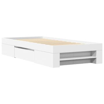Vidaxl Posteljni okvir bel 90x190 cm inženirski les