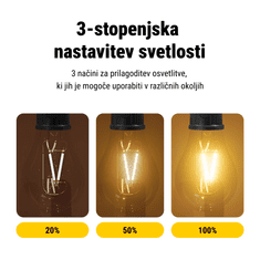 Homey Set 2 žarnic na baterijo | Baterijska svetilka | USB polnjenje | Topla svetloba | S karabinom