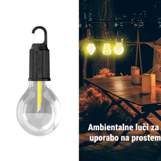 Homey Set 2 žarnic na baterijo | Baterijska svetilka | USB polnjenje | Topla svetloba | S karabinom