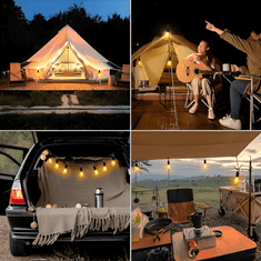 Homey Set 2 žarnic na baterijo | Baterijska svetilka | USB polnjenje | Topla svetloba | S karabinom