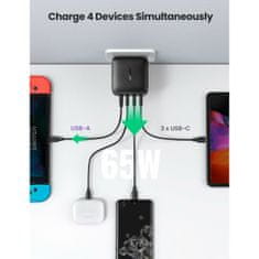 Ugreen CD224 Hišni polnilec 65W 3C1A EU