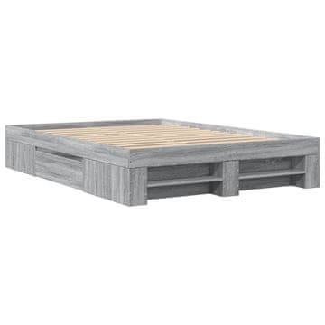 Vidaxl Posteljni okvir siva sonoma 135x190 cm inženirski les