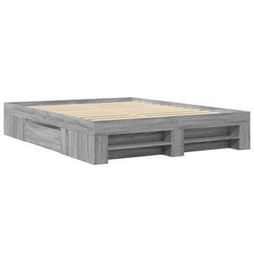 Vidaxl Posteljni okvir siva sonoma 150x200 cm inženirski les
