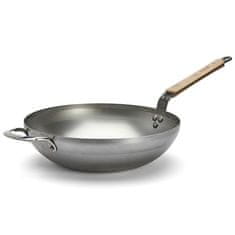 de Buyer WOK pánev , 5717.32 WOK, MINERAL B BOIS, 32 cm, dřevěná rukojeť a ouško, zaoblená