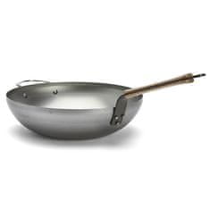 de Buyer WOK pánev , 5717.32 WOK, MINERAL B BOIS, 32 cm, dřevěná rukojeť a ouško, zaoblená