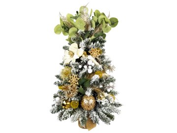 LAALU.cz Okrašeno umetno božično drevo NEGATIVE CHAMPAGNE 60 cm z LED osvetlitvijo v cvetju