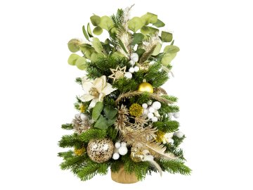 LAALU.cz Okrašeno umetno božično drevo NEGATIVE CHAMPAGNE II 60 cm z LED osvetlitvijo v cvetju