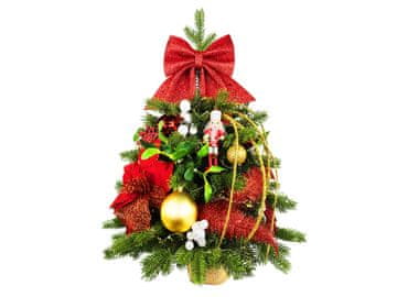 LAALU.cz Okrašeno umetno božično drevo Rdeči orešček II 60 cm z LED osvetlitvijo v cvetju