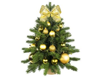 LAALU.cz Okrašeno umetno božično drevo GOLDEN CHRISTMAS II 60 cm z LED osvetlitvijo v cvetju