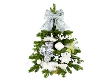 LAALU.cz Okrašeno umetno božično drevo WHITE MELODY II 60 cm z LED osvetlitvijo v cvetju