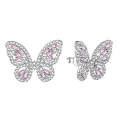 Čudoviti srebrni uhani Butterflies AGUP3094-W/P