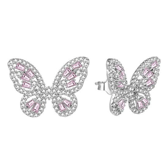 Čudoviti srebrni uhani Butterflies AGUP3094-W/P