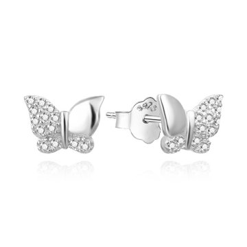 Ujemajoči srebrni uhani Butterflies AGUP3508