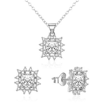 Komplet srebrnega nakita s prozornimi cirkoni AGSET363R-W (uhani, ogrlica, obesek)