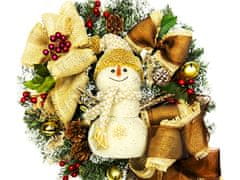 LAALU.cz Božični venec umetno okrašen zeleni SNOWMAN 45 cm za mizo in obešanje
