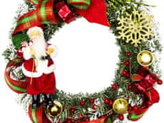 LAALU.cz Božični venec umetni okrašeni zeleni venec SANTA 45 cm za mizo in obešanje