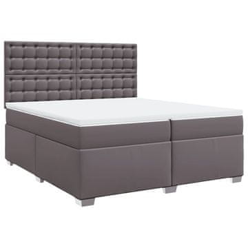 Vidaxl Box spring postelja z vzmetnico siva 200x200 cm umetno usnje