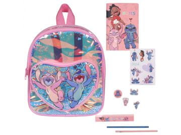 Disney Disney Stitch Otroški, prozoren nahrbtnik, majhen nahrbtnik za vrtec + dodatki 24x21x6 cm