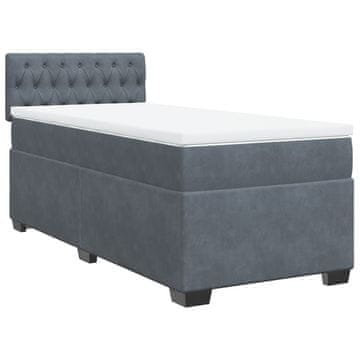 Vidaxl Box spring postelja z vzmetnico temno siva 80x200 cm žamet