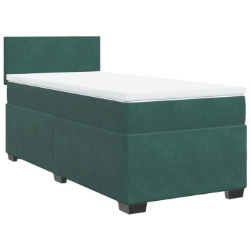 Vidaxl Box spring postelja z vzmetnico temno zelen 90x190 cm žamet
