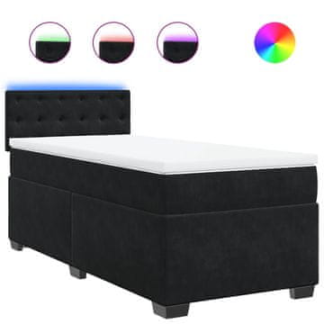 Vidaxl Box spring postelja z vzmetnico črn 90x190 cm žamet